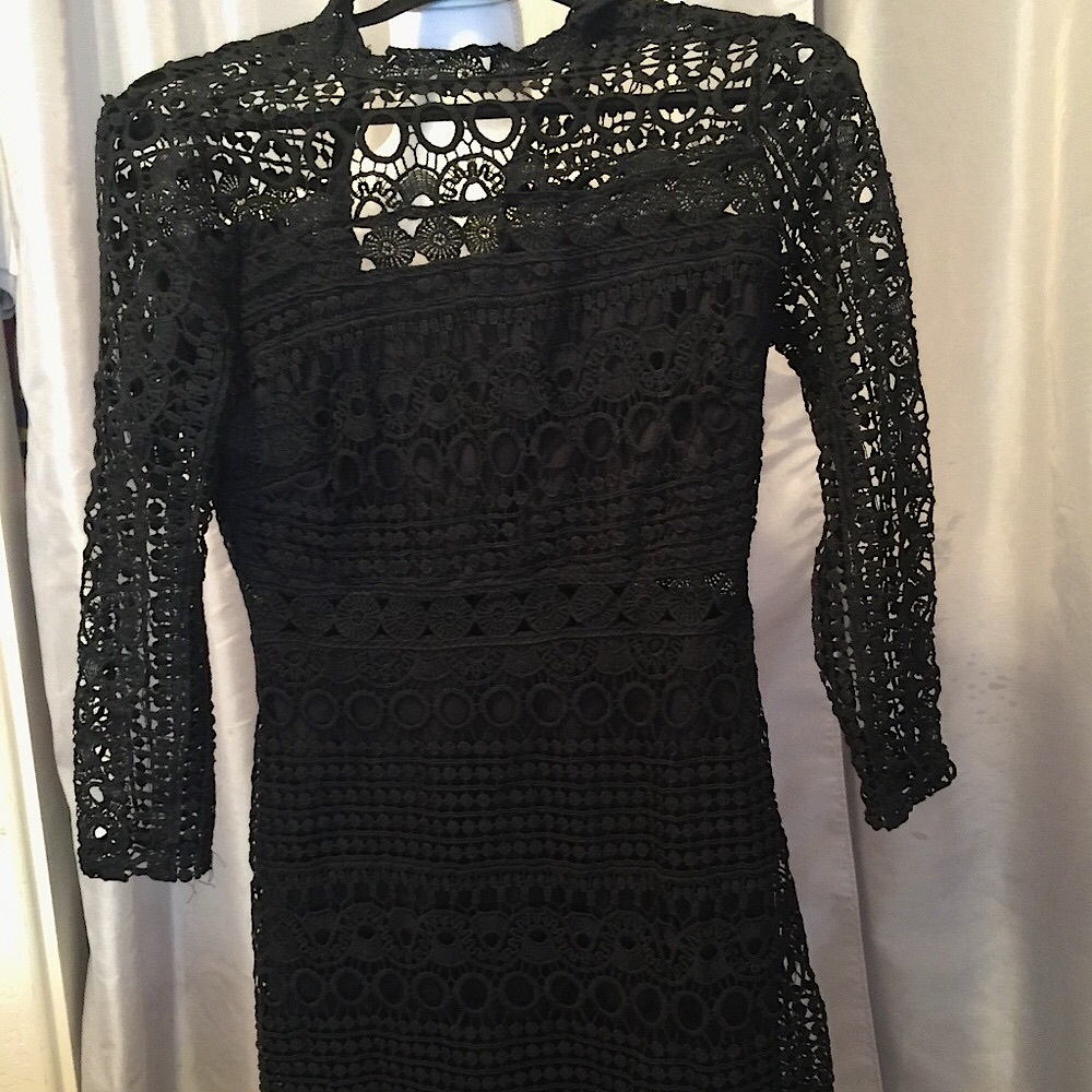 YOINS  M women black long sleeve all lace dress